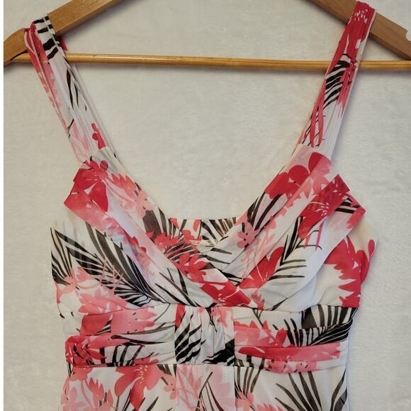 Y2K Baby Doll High Low Midi Dress Tropical Floral‎ 90s Summer Vacation Size S - Picture 3 of 8